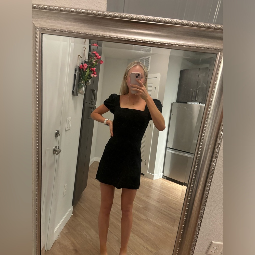 Black Zara Puff Sleeve Mini Dress